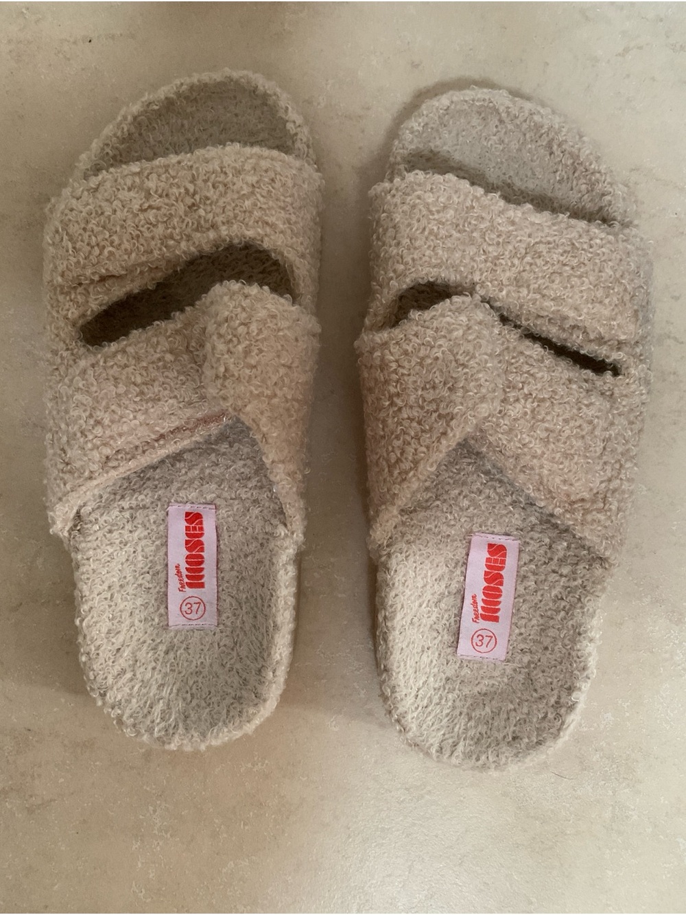 Freedom Moses Evu Teddy Sherpa Slides Latte Tan Beige Eco Size 37 / US 6